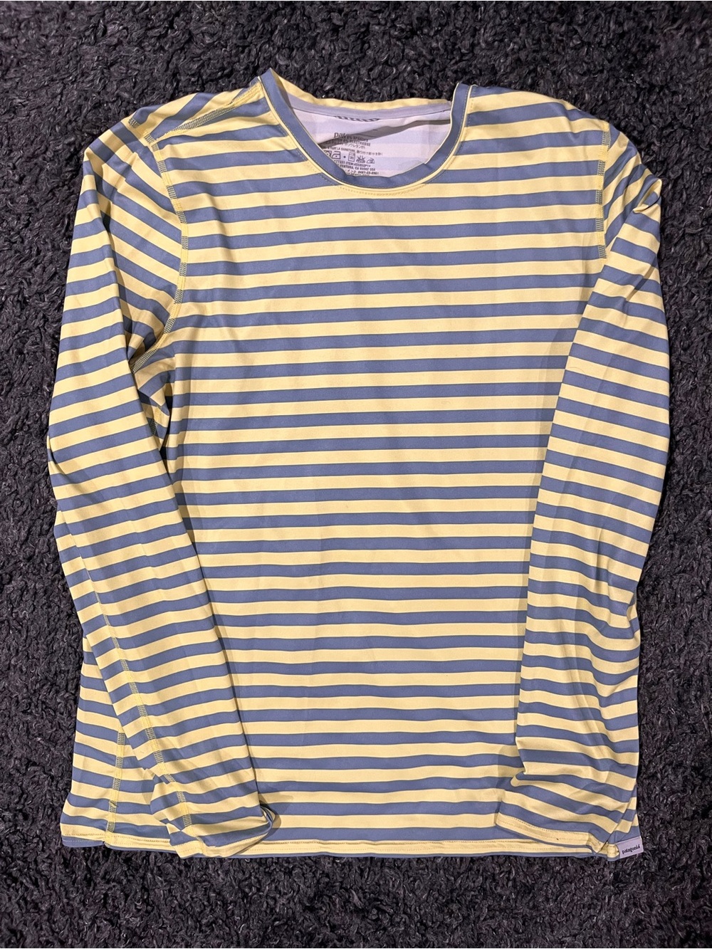 Patagonia Women’s Capilene 1 Size Large Yellow Grey Striped Shirt